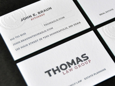 Thomas Law business card design business cards cards law letterpress pressed