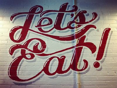 Lets Eat kitchen mural type type design typography