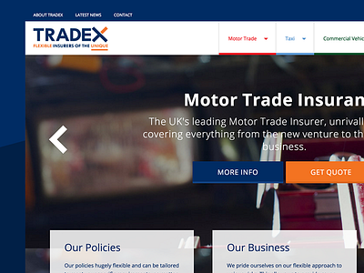 Tradex Insurance Company corporate flat ui ux web website