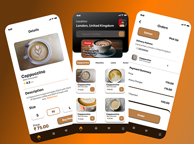 A Coffee App UI design 3d animation application behance coffee dailyui designer dribble graphic design graphicdesign logo motion graphics starbucks tea ui uitrends uiux userinterface uxtrends web