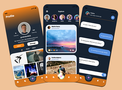 Social Media App Ui design 3d animation appdesign behance design designer dribbble graphic design illustration instagram logo motion graphics social ui uidaily uitrends uiux ux uxtrends whatsapp