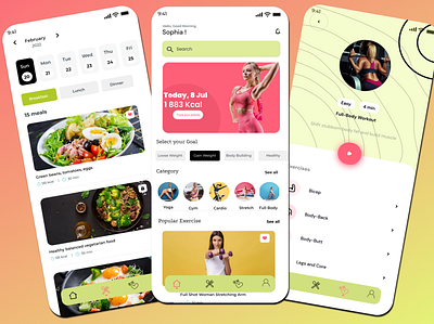 Fitness App ui/ux design 3d animation branding design designer fitness graphic design gym illustration logo motion graphics ui user experience user interface