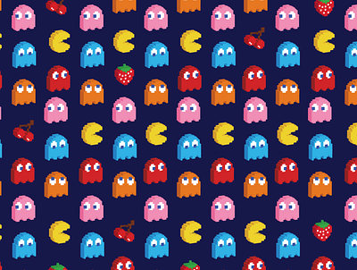 Pacman Isometric Pixel Art Pattern 2d 3d 80s color design fanart fun game geek geometric graphicdesign illustration illustrator isometric pacman pattern pixel pixelart retro vector