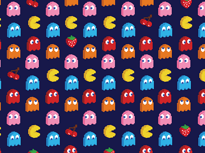 Pacman Isometric Pixel Art Pattern