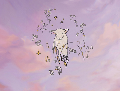 Lamb in the sky apparel article illustration book art book illustration cover art design editorial illustration stationary art stationary design stationary illustration