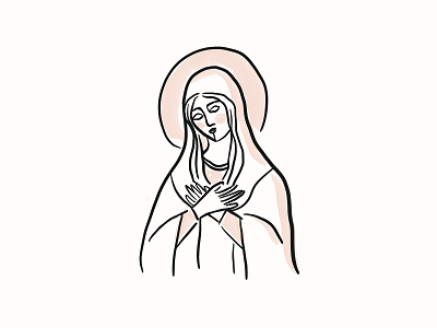 Blessed Mother catholic church holy illustration line art mother orthodox religious saint theotokos woman