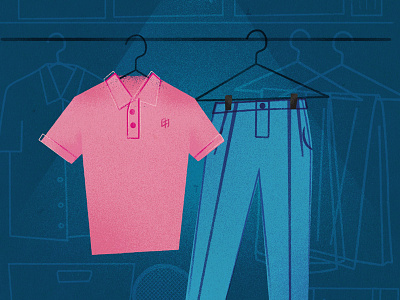 Pink Polo & Sky Blue Pants blue closet illustration lightbulb pants pink polo retro shoes vintage