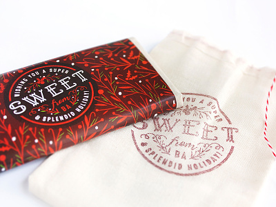 Wishing you a super sweet & splendid holiday! chocolate christmas gift green holiday packaging red stamp wrapper