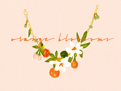 Orange Blossoms Necklace flowers gold jewelry necklace orange