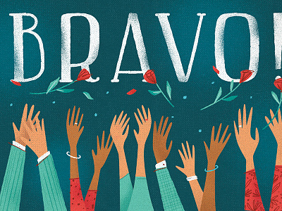 Bravo! bravo card congrats flowers greeting hands illustration people roses stationery