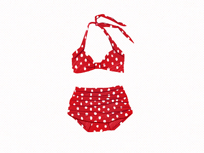 Swimsuit bathing suit polka dot red retro swimsuit vintage