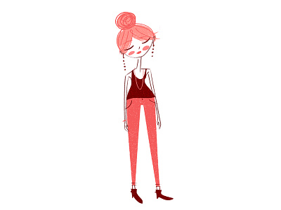 Mara the millennial girl bun character female feminine girl illustration millennial outfit pink style