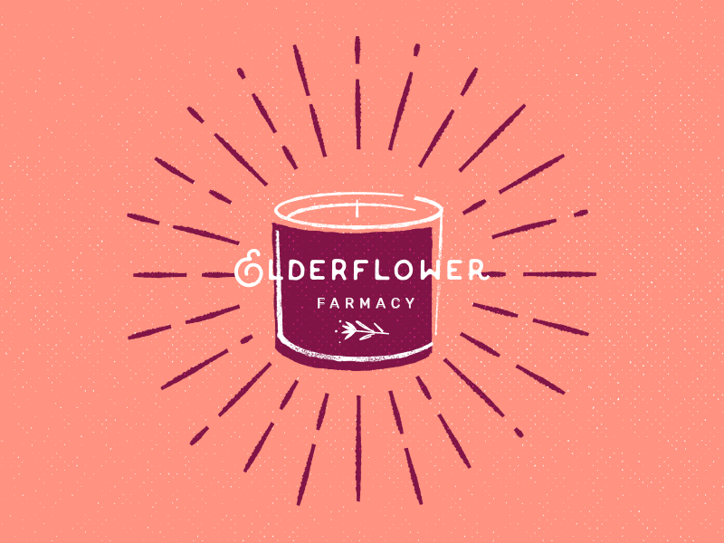 Elderflower Farmacy branding candle feminine flower lettering light logo