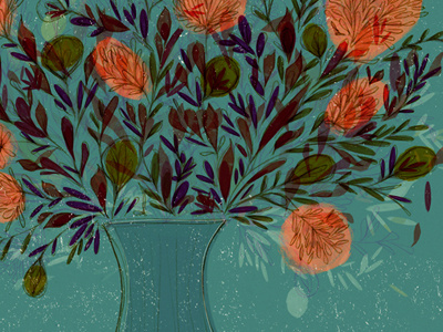 Vase blue flowers illustration