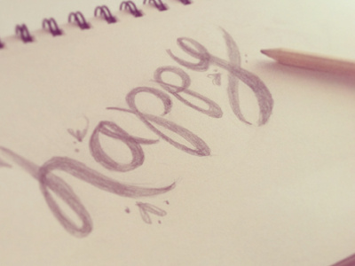 Happy Sketch hand lettering idea pencil sketch