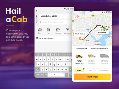 Easily hail a cab app cab car hail location map mobile pin search taxi yellow