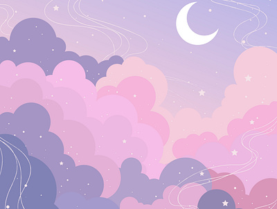 dream sky clouds dream ease illustration sky stars tenderness thoughts vector