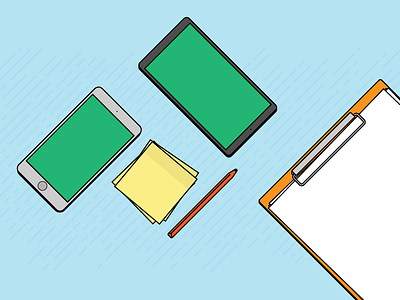 Digital and analogue devices clipboard devices illustration phone