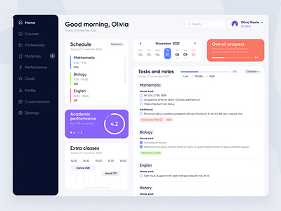 School organization app for students and teachers app design interface organization plan school study ui ux webdesign