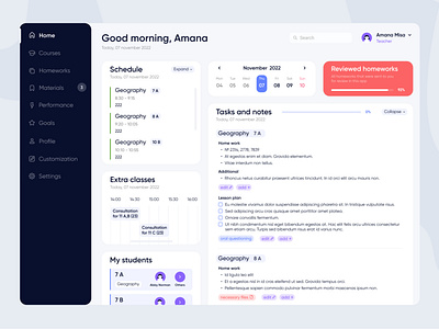 School organization app for students and teachers app design illustration interface organization plan school study ui ux webdesign