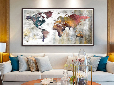Map - World Map - Blue World Map - Watercolor World Map - Travel