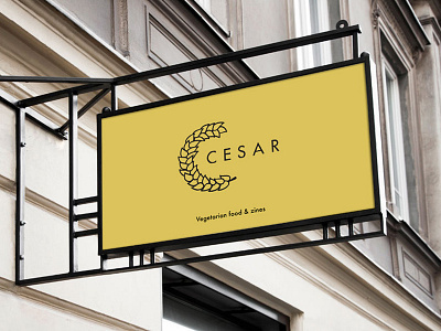 Cesar logo design black blackyellow clean food logo logo design yellow