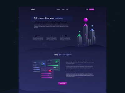 Isometric Landing page UI analytic analytics chart chart data graphs isometric art isometry landing landingpage landingpagedesign landscape ui uiux web