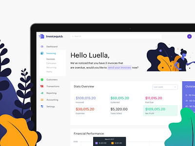 Invoice Quick Dashboard fintech invoice invoicequick invoicing iq quick
