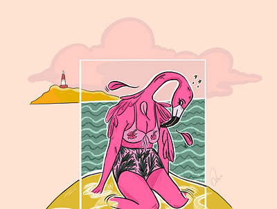 Sexy flamingo | music album art album art album artwork album cover album cover design artist branding comic flamingo graphic design illustration ink kyle brushes