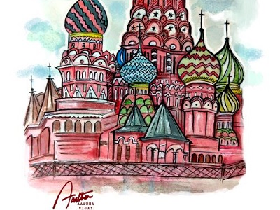 St Basil Cathedral, Moscow | watercolour illustration illustration ink moscow watercolour