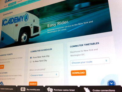 Commuter section bus transportation website