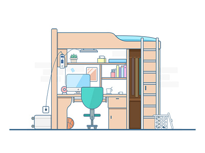 University dormitory icon illustration