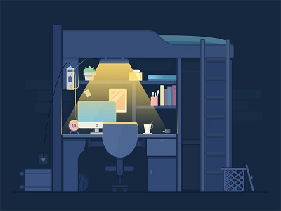 Night hostel illustration