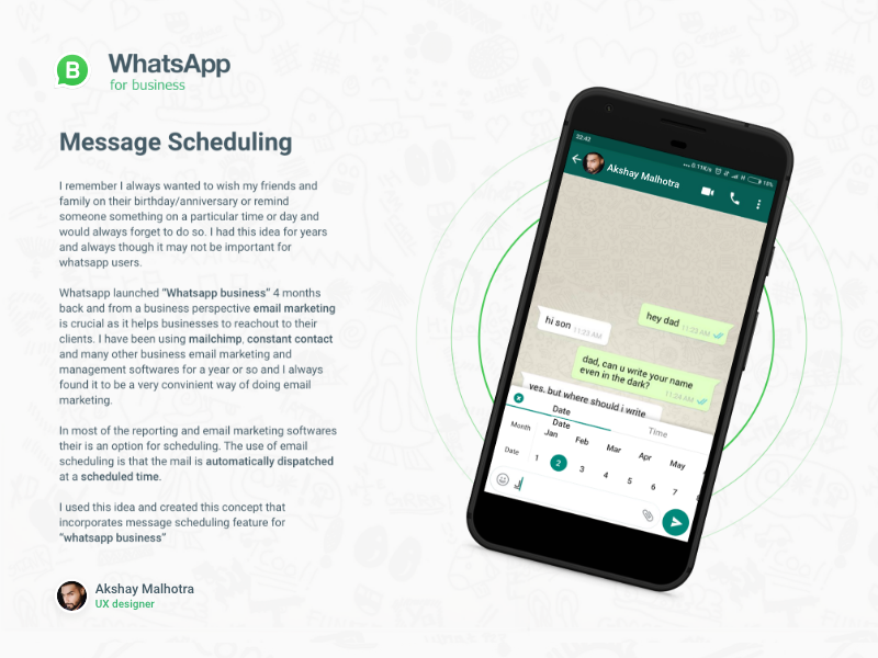 WhatsApp Business Scheduler by Akshay Malhotra on Dribbble