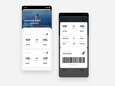 Boarding Pass - Daily UI #24 airline app design blue boarding boarding pass clean clean ui daily ui flight flight app plane ticket travel ui white