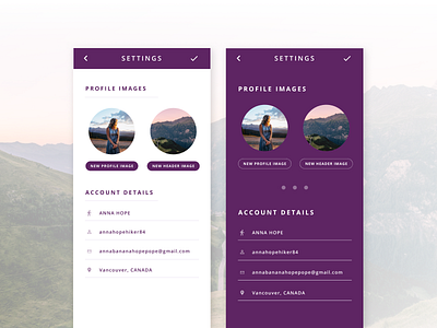 Settings - Daily UI #007 account daily ui hiker profile profile settings purple settings