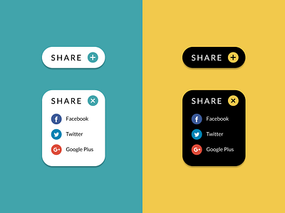 Social Share - Daily UI #010 black button daily ui icons share social social share teal white yellow