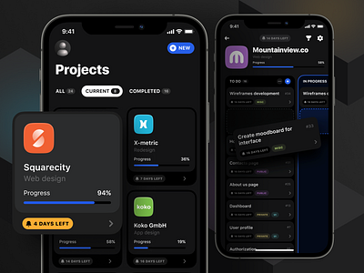 Projects view app cards clean design interface ios kanban board mobile product product design project management typography ui ux