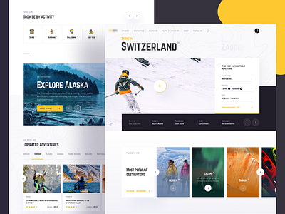 Travel Marketplace. Home page cards clean design experience grid homepage interface landingpage layout search slider travel travelapp typography ui uiux user ux web webdesign