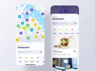 City Guides: Places app appdesign cards clean design filters grid guides interface ios map view product design search travel ui ux