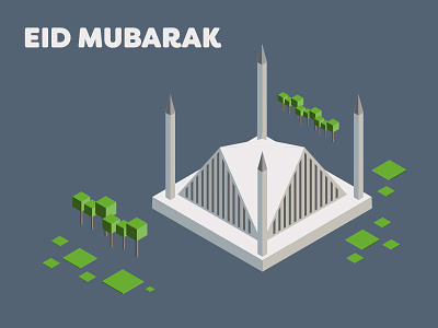 Eid Mubarak eid faisal mosque illustration islam islamabad isometric masjid mosque muslim pakistan ramzan