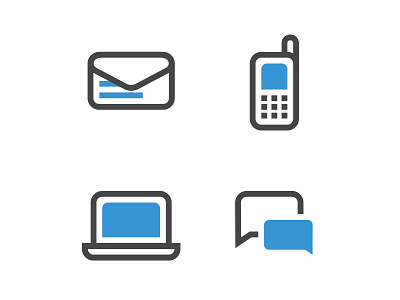 Dual Tone Icons blue bold gray icons illustrator laptop message minimal mobile phone sms white