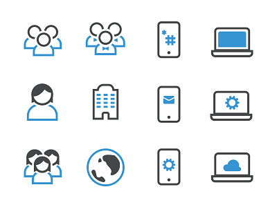 Dual Tone Icons: Part 2 blue bold gray icons illustrator laptop message minimal mobile phone sms white