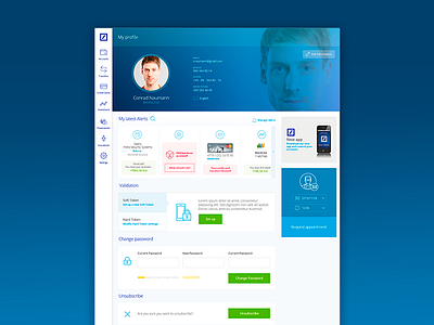 Bank profile alerts bank desktop finances future password profile settings ui unsubscribe ux