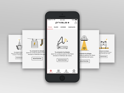 Error connection | Privalia app connection design error gray illustration ios mobile ui ux