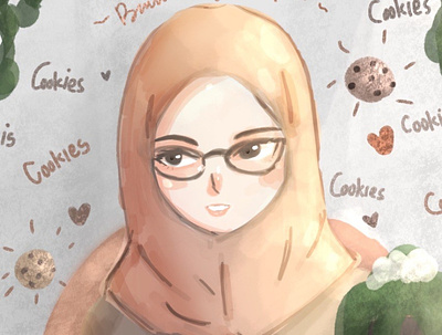 Cookies Girl cute illustration kids procreate self selfpotrait
