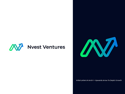 Nvest Ventures - Logo Identity brand identity branding business design finance flat funding growth icon investment lettermark logo logo design logo designer minimal monogram startup symbol vector venture capital