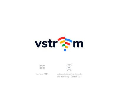 Vstreem - Logo Identity brand identity branding conceptual lettermark logo logo design logo designer logotype minimal monogram negative space signals streaming app streaming service symbol typography video streaming wifi wifi logo wordmark