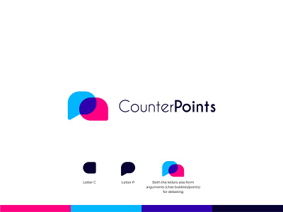 CounterPoints - Logo Design app brand identity branding chat conceptual debate education illustration learning letter c letter p lettermark logo logo and branding logo design minimal monogram typography ui web