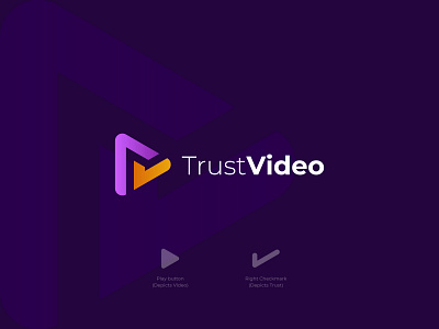 TrustVideo - Logo Identity brand identity branding business concept design flat graphic design logo logo and branding logo design logo designer minimal negative space play logo startup symbol trust ui usa video streaming